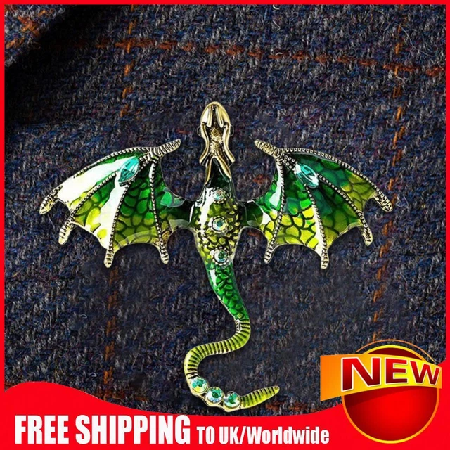 Spilla Drago Volante Smalto Spilla Drago Squisita per Cappotto (Verde Chiaro)