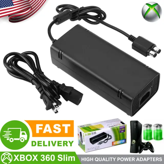 Power Supply for Xbox 360 Slim Console AC Adapter Plug Charger Brick with Cable