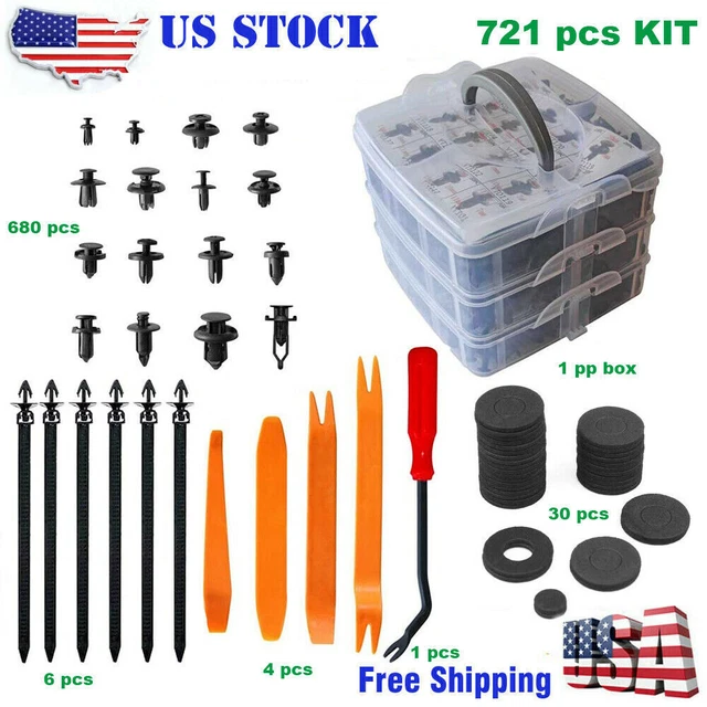 721PCS Car Retainer Clips Auto Fasteners Push Trim Clips Pin Rivet Bumper Kit US