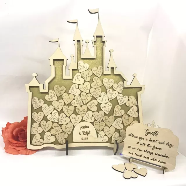 Fairy Castle 30 hearts Wedding drop box alternative guest book birthday Princess