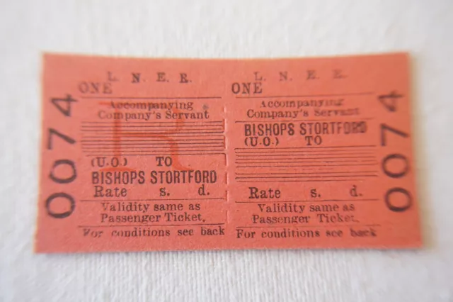 Bishop's Stortford LNER Railway Train Ticket