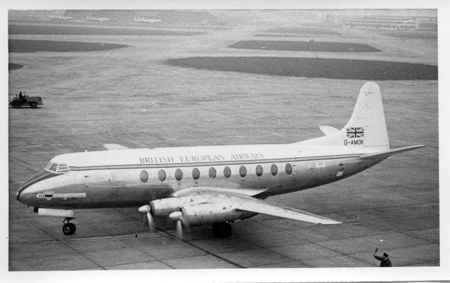 4,5 x 2,5 B&W Vintage Foto G-AMOK Vickers Viscount British European Airways BEA
