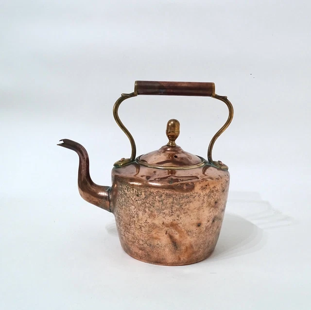 ANTIQUE VINTAGE SWAN Neck Copper Kettle 10.5" Kitchen Kitchenalia 35.