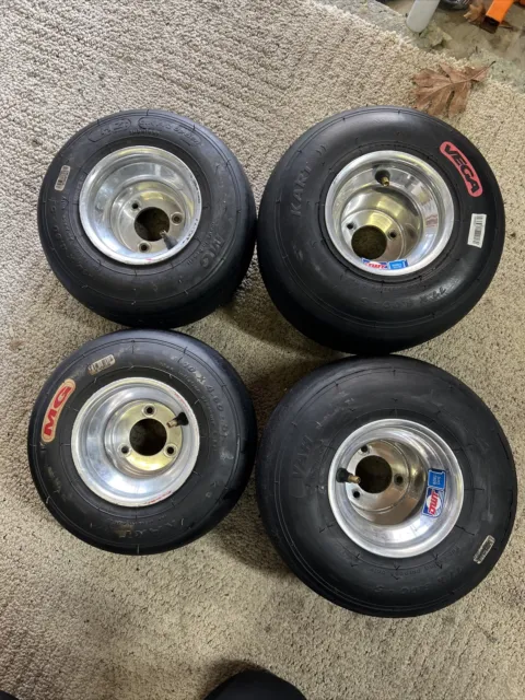 set of 4 Go Kart Racing American pattern 5” wheels with tires