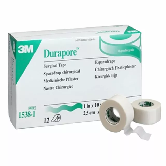 2-4 Rolls Durapore Medical Silk Tape 1 X 10 Yards, 3M #1538-1 White, Wound  Care