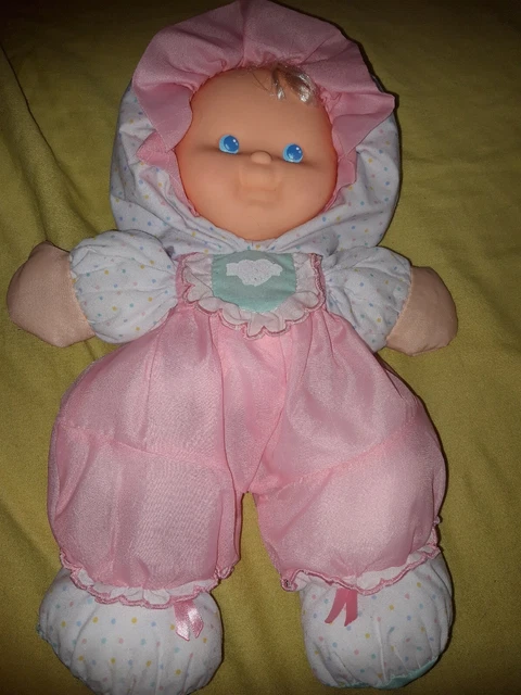 doudou Poupée Puffalump toile rose blanc pois  FISHER PRICE vintage 38cm