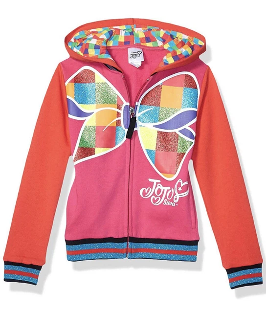 JoJo Siwa Girls' Little Big Bow Zip Up Athletic Hoodie Pink Size M 8/10
