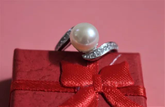 Natural Freshwater Pearl Ring, Gold Plated, Adjustable Size, Pearl Size 9-10mm