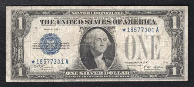 Fr. 1601* 1928-A $1 One Dollar *Star* “Funnyback” Silver Certificate Very Fine