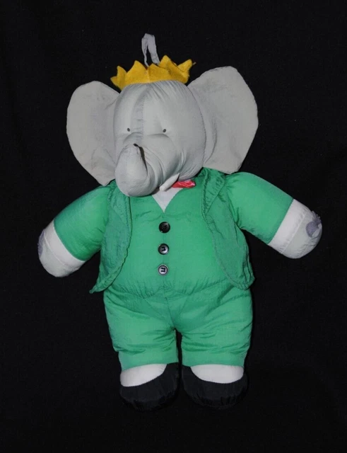 Doudou Peluche éléphant BABAR Ideal Loisirs toile de parachute 35 cm TTBE