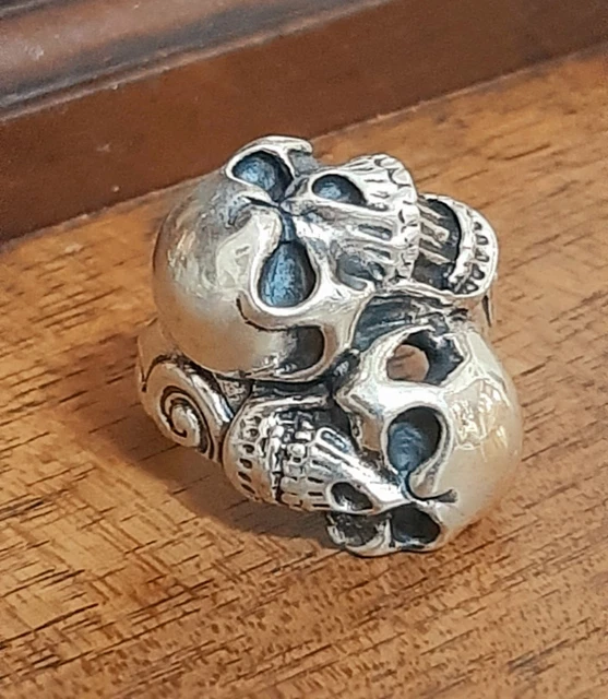 Anello Teschio In Argento Sterling Con Simbolo Mandaloriano - Foto 9