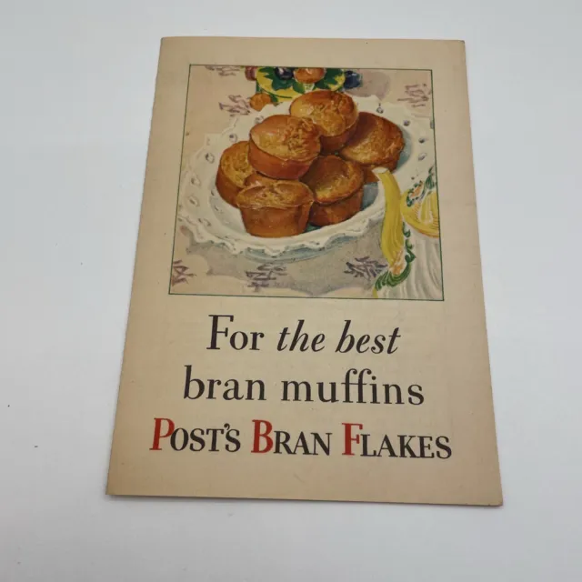 Vintage 1929 Post Cereal Post's Bran Flakes Best Bran Muffins Recipe Booklet