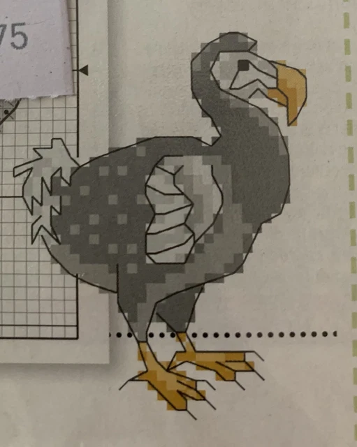 Tabla de diseño de punto de cruz pequeña pájaro Dodo