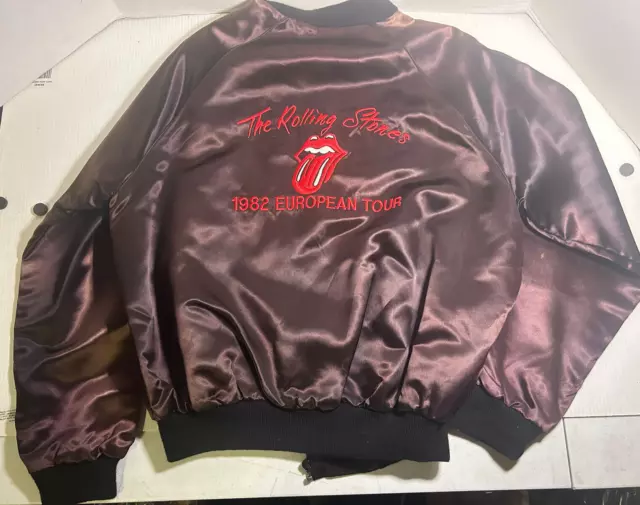 Vintage The Rolling Stones 1982 European Tour Jacket Rock Band Sz L Tour Jac