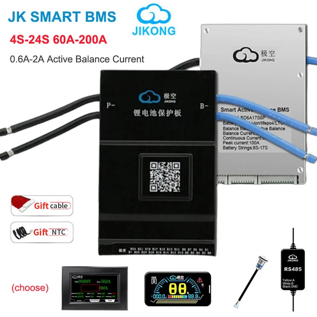 BMS Attivo JK Per Batterie LiFePo4 - Bilanciamento 2A, 2S-24S, Con Bluetooth E App, Protezioni Complete