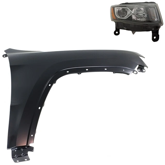 Kit Headlight Driving Head light Headlamp Passenger Right Side Hand for Jeep