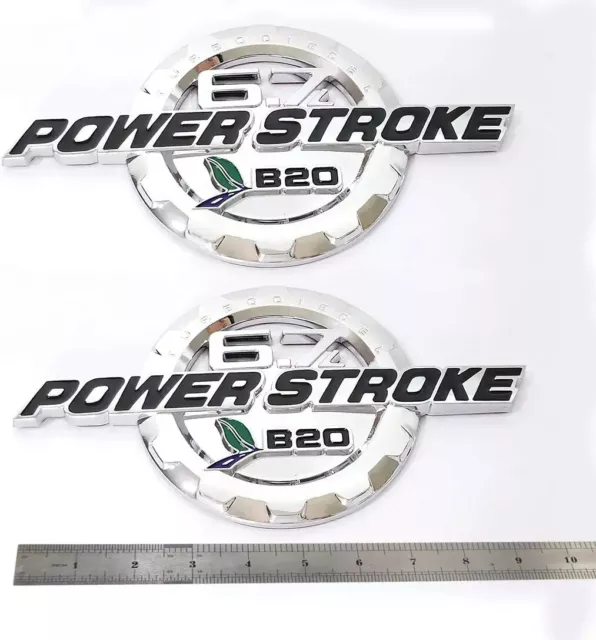 2x 6.7L Power Stroke Emblems Turbo Diesel Decal 3D Side Fender Door Badge Chrome