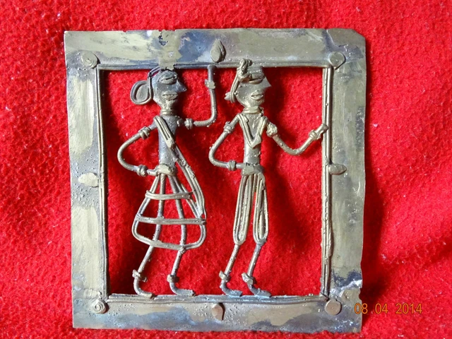 World Rare Vintage African Tribal People Liberian Hand Carved Brass Fine Art #13 2
