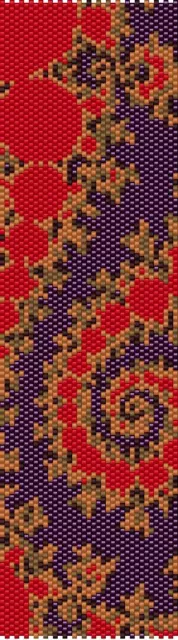 Patrón de pulsera con cuentas puño de peyote en espiral púrpura de Karen Zumbrun