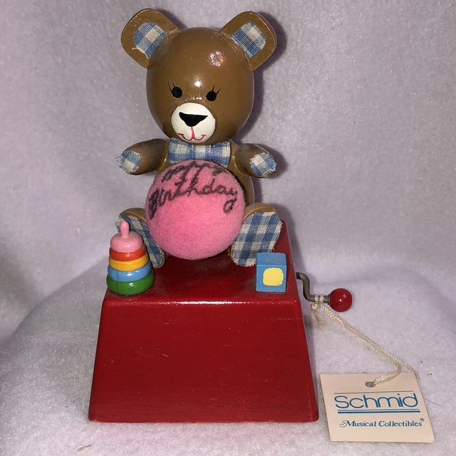 1981 SCHMID MUSICAL Collectibles Tune "Happy Birthday" Musical Bear