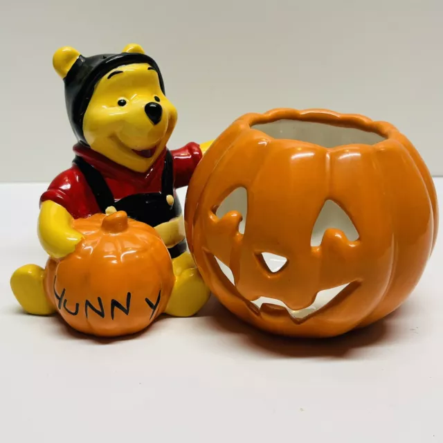 Winnie the Pooh Halloween Jack-o-Lantern Votive Holder Hunny Pumpkin 6.5” X 4”