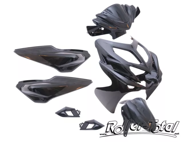 Kit Carénage Noir Métallisé 9 Pièces Yamaha Aerox 50 R 2013 Kit Bodykit