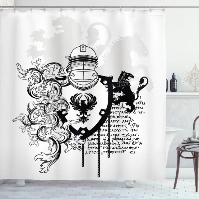 Helmet Coat of Medieval Knight with Ornate Pattern Graphic Shower Curtain Set