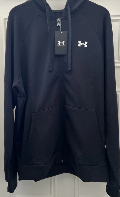Felpa con cappuccio uomo Under Armour Rival pile nero cerniera felpa con cappuccio nuova media