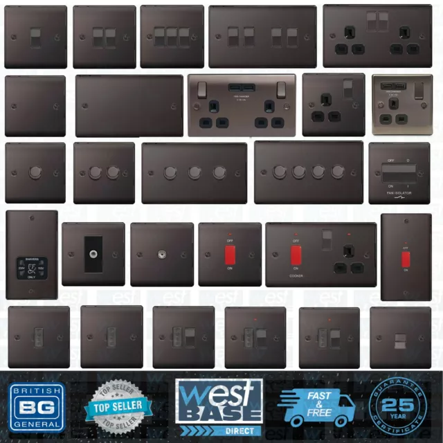 BG NEXUS METAL BLACK NICKEL Switches & Sockets Decorative Light Mains USB Range