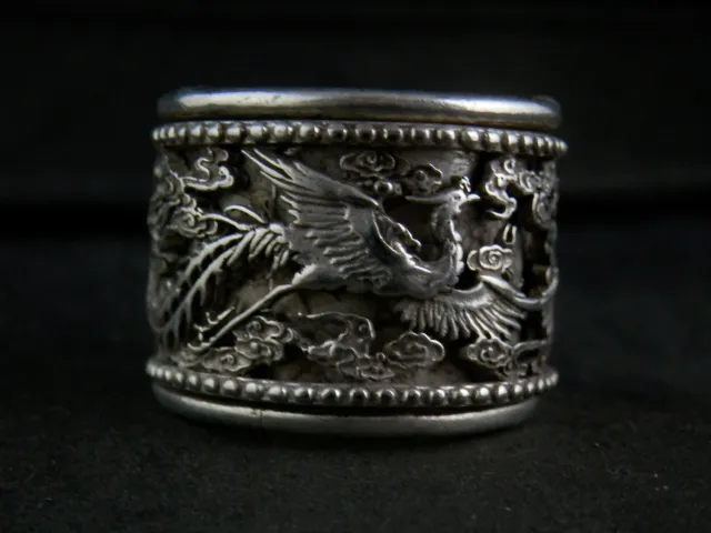 Exquisite Tibetan Silver *2Phoenix* Hollowing Thumb Ring HH116