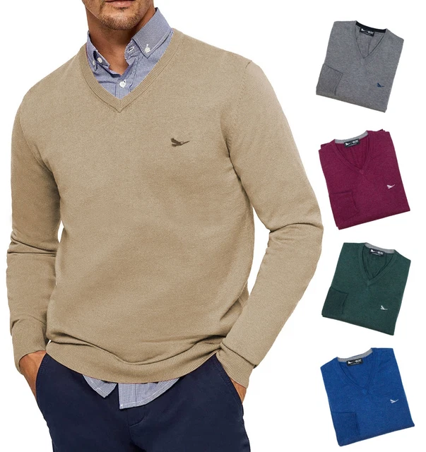Maglione uomo invernale pullover lana maglioncino scollo a V M L XL XXL RDV