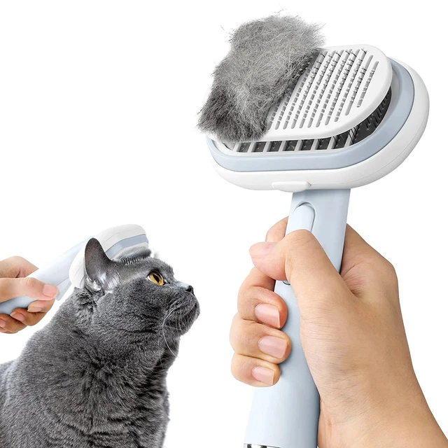 Upgrade Cat Grooming Brush Self Cleaning Slicker Gently Removes Loose Undercoat