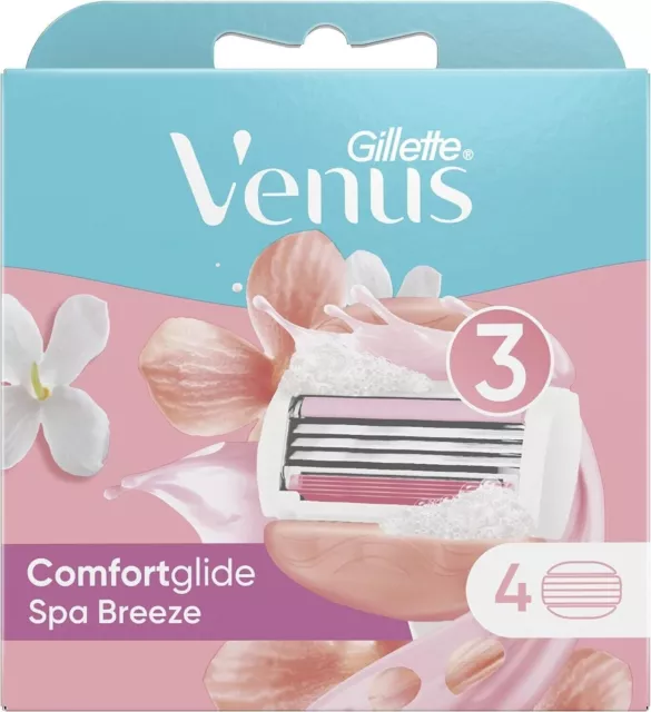 PACK 4 recharges GILLETTE VENUS Comfortglide Spa Breeze RASOIR FEMME 3 lames