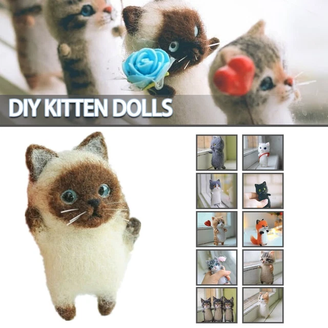 1 Juego de Peluche Mascota Muñeca Juguete Hágalo Hágalo usted mismo Aguja Artesanía Gatos Lana de Fieltro Animal