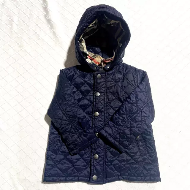 Burberry Quilted Jacket Infant 18 months Navy Blue Nova Check Diamond Quilted 2