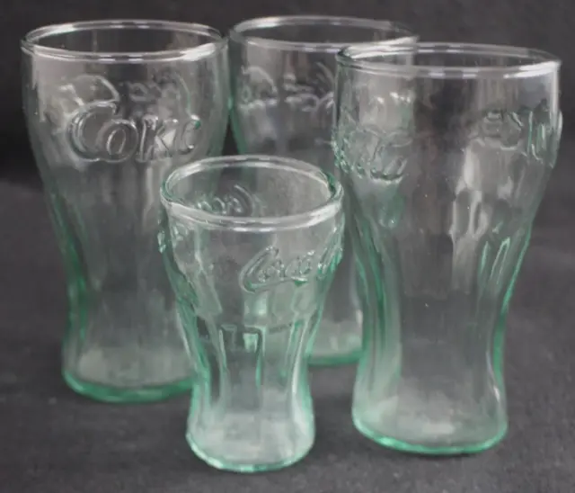 Libbey Cristal Coca Cola Verde Cristal Conjunto De Cuatro Plano Vasos