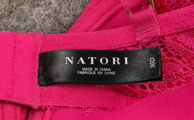 Natori Bra Womens 36D Pink Feathers Contour Plunge Lace T Shirt Underwire 2