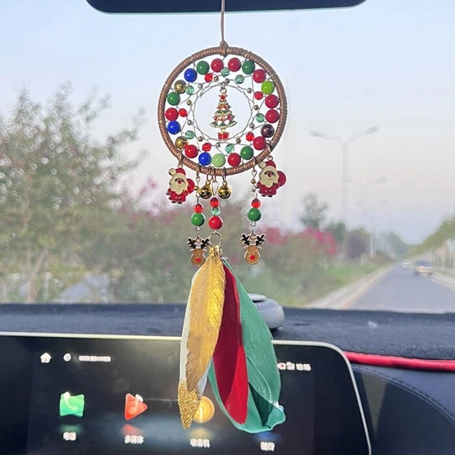 Santa Claus Car Charms Car Interior Decoration Feather Dreamcatcher Pendant