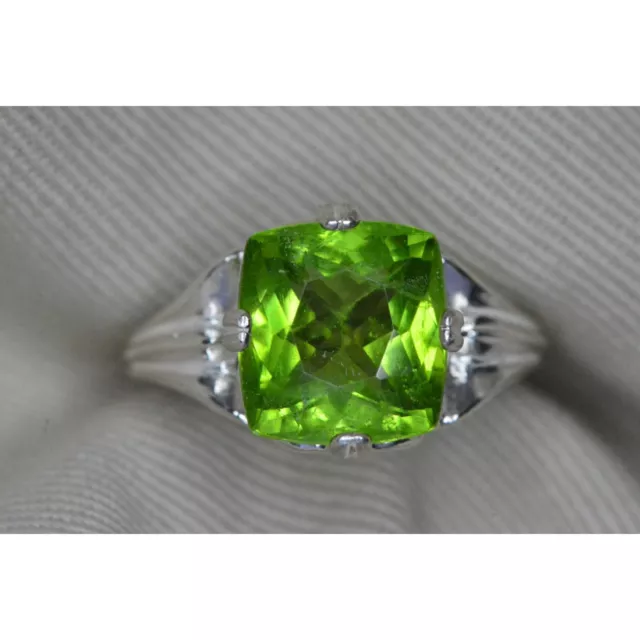 Certified Peridot Ring 5.59 ct Sterling Silver Solitaire Genuine Natural PP108