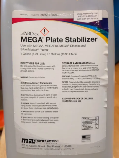Stabilize Mega Plate Reorder Number 387-56/38753      1 Ea.            1 Gallon