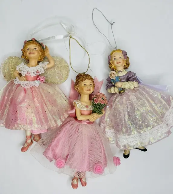 LOT 3 Kurt Adler Jocelyn Mostrom Ballerina Tutu Purple Nutcracker Girl Ornaments