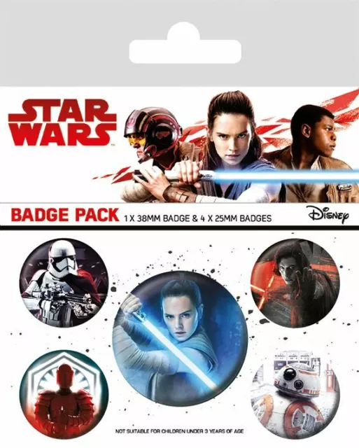 STAR WARS Official Pin Backed Badge Pack THE LAST JEDI Characters
