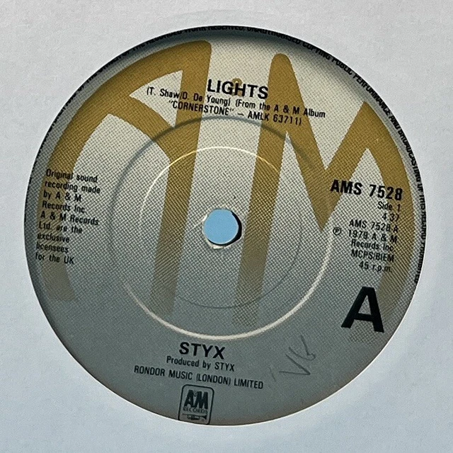 STYX LIGHTS 1979 7" disque vinyle unique AMS 7528 EUR 5,70 PicClick FR