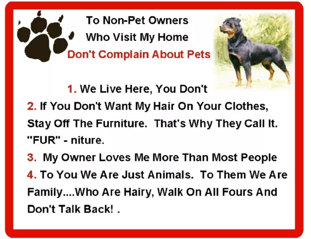 Funny Dog Rottweiler  House Rules Refrigerator / Magnet Gift Card Idea
