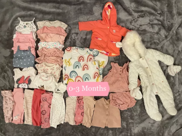 Baby girl clothes 0-3 months winter bundle riverisland, m&s, George, tk maxx.