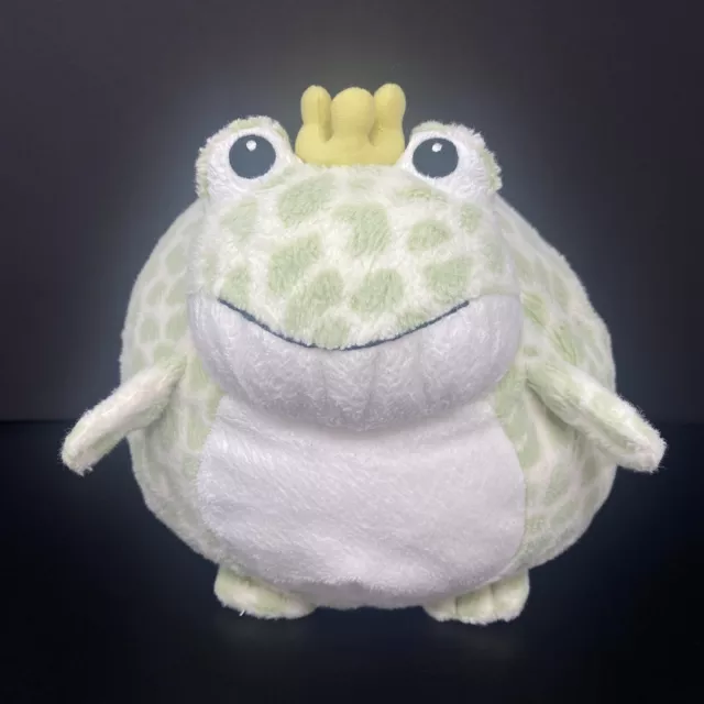 Cloud B Frog Prince Plush Green Spots Crown Round Ball 11" Stuffed Animal Pouf