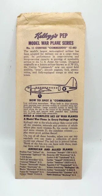 1940s Kellogg's Pep Cereal Model War Plane Series - No. 11 Curtiss Commando C-46