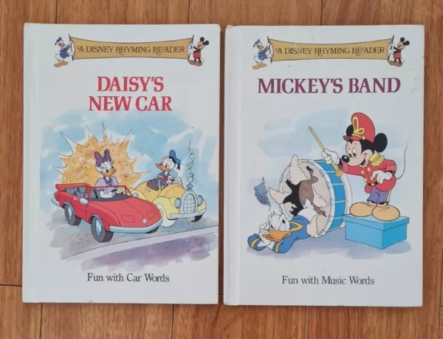 2 x Disney Rhyming Reader Book Daisy's New Car Mickey's Band Vintage Children's