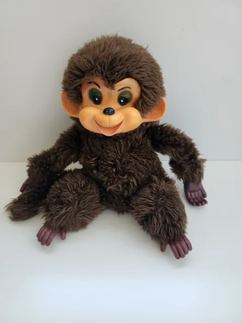 RARE Authentic Green Eyed Vintage Monchhichi Monkey 9" Great Condition