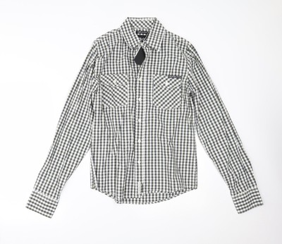 COTONE button-up Taglia M Con Colletto Bottone Crosshatch Da Uomo Verde 